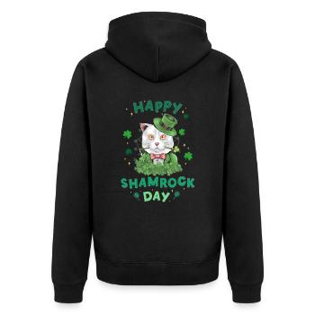 Frohen Kleeblatttag. St. Patrick's Day! - Unisex Premium Bio Zip Hoodie - Schwarz - Hinten - Nico (187cm)