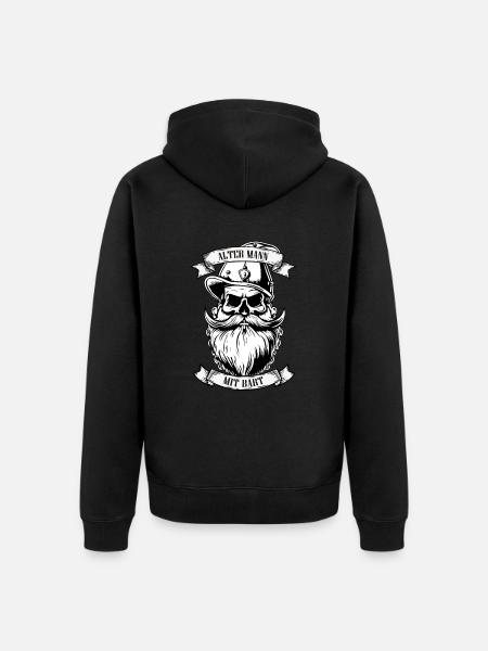 Alter Mann mit Bart - Unisex Premium Bio Zip Hoodie - Schwarz