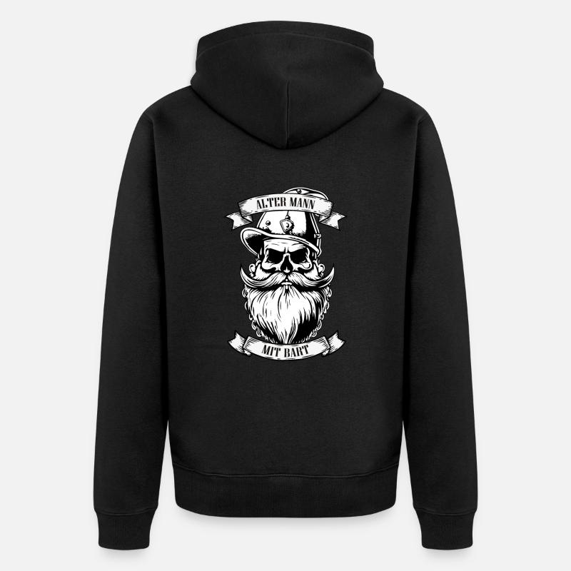 Alter Mann mit Bart - Unisex Premium Bio Zip Hoodie - Schwarz