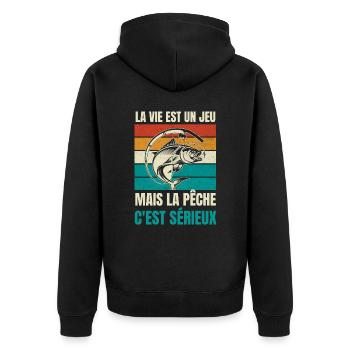 la pêche c'est sérieux - Veste à capuche bio Premium Unisexe - noir - Dos - Nico (187cm)