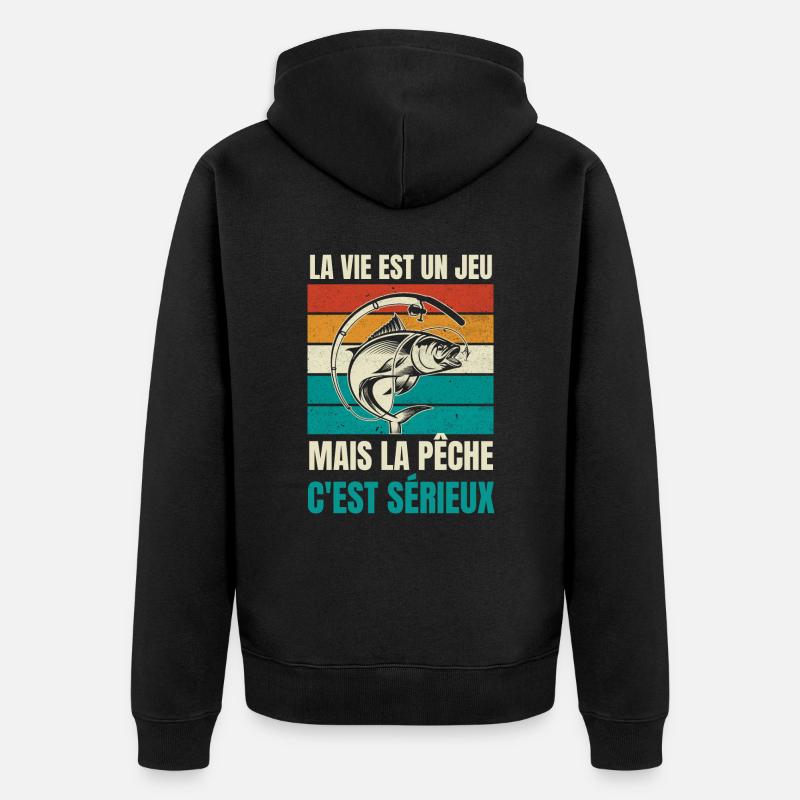 la pêche c'est sérieux - Veste à capuche bio Premium Unisexe - noir
