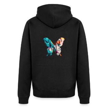 Beauty Origami Shape Butterfly on T-Shirt - Unisex Premium Organic Zip Hoodie - black - Back - Nico (187cm)