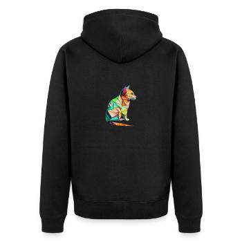 Foldy Feline - Origami Cat - Unisex Premium Bio Zip Hoodie - Schwarz - Hinten - Nico (187cm)