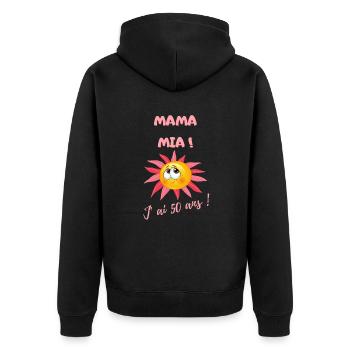 MAMA MIA J'AI 50 ANS - Veste à capuche bio Premium Unisexe - noir - Dos - Nico (187cm)