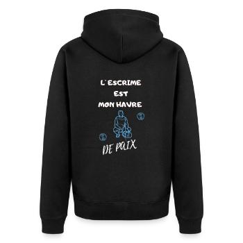 L'ESCRIME EST MON HAVRE DE PAIX - Veste à capuche bio Premium Unisexe - noir - Dos - Nico (187cm)