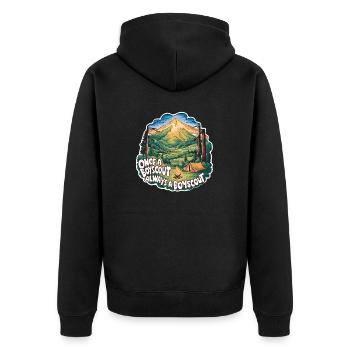 Once a camper, always a camper, pure nature experience - Unisex Premium Organic Zip Hoodie - black - Back - Nico (187cm)