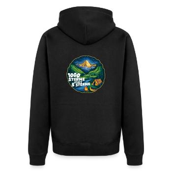 1000 Sterne Sternenhimmel beim Campen - Unisex Premium Bio Zip Hoodie - Schwarz - Hinten - Nico (187cm)