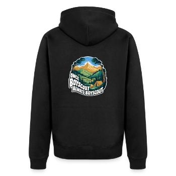 Once a camper, always a camper, pure nature experience - Unisex Premium Organic Zip Hoodie - black - Back - Nico (187cm)