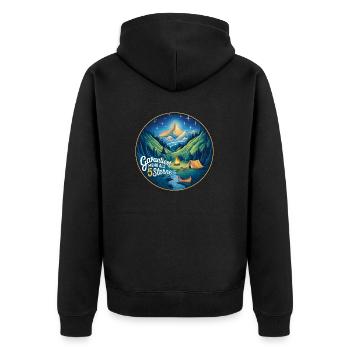 1000 Sterne Sternenhimmel beim Campen - Unisex Premium Bio Zip Hoodie - Schwarz - Hinten - Nico (187cm)