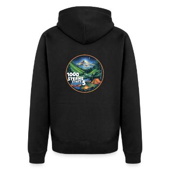 1000 Sterne Sternenhimmel beim Campen - Unisex Premium Bio Zip Hoodie - Schwarz - Hinten - Nico (187cm)