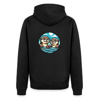 Deux drôles d’amis loutres pour la vie - Veste à capuche bio Premium Unisexe - noir - Dos - Nico (187cm)