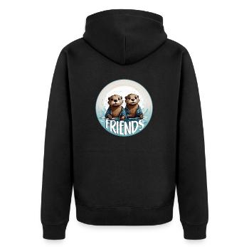 Amis Deux loutres amoureuses dans l’eau - Veste à capuche bio Premium Unisexe - noir - Dos - Nico (187cm)