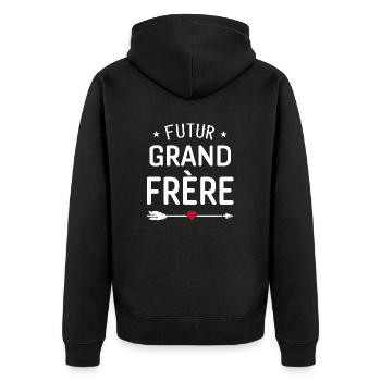 futur grand frère cadeau naissance grandfrère - Veste à capuche bio Premium Unisexe - noir - Dos - Nico (187cm)