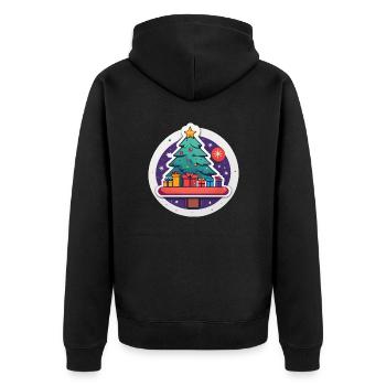 Fichte und Geschenke - Unisex Premium Bio Zip Hoodie - Schwarz - Hinten - Nico (187cm)