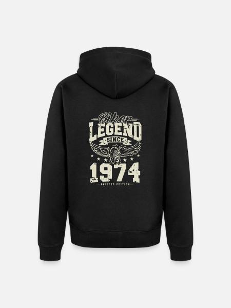 Biker legend since 1974 - Unisex Premium Organic Zip Hoodie - black