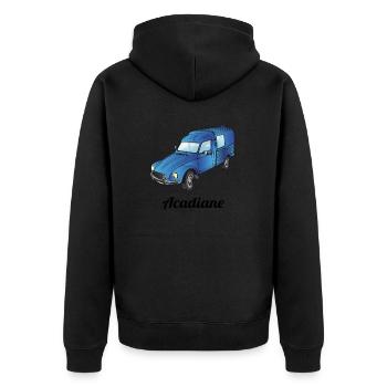 Acadiane bleu - Veste à capuche bio Premium Unisexe - noir - Dos - Nico (187cm)