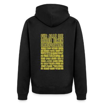 Maurer mauern Mauer Spruch - Unisex Premium Bio Zip Hoodie - Schwarz - Hinten - Nico (187cm)