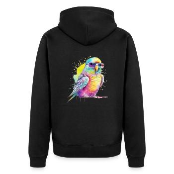 Perruche fraîche colorée avec des lunettes - Veste à capuche bio Premium Unisexe - noir - Dos - Nico (187cm)