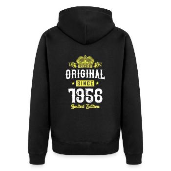 1956 limited edition - Unisex Premium Bio Zip Hoodie - Schwarz - Hinten - Nico (187cm)