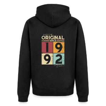 Original 1992 vintage birthday gift - Unisex Premium Organic Zip Hoodie - black - Back - Nico (187cm)