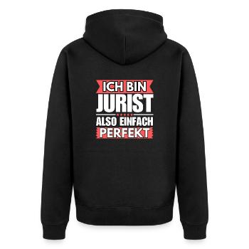 Einfach ein Perfekter Jurist - Unisex Premium Bio Zip Hoodie - Schwarz - Hinten - Nico (187cm)