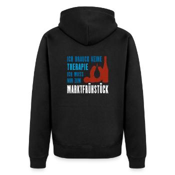Mainz Marktfrühstück Spruch Lustig - Unisex Premium Bio Zip Hoodie - Schwarz - Hinten - Nico (187cm)