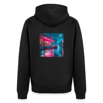 old dinner - Unisex Premium Bio Zip Hoodie - Schwarz - Hinten - Nico (187cm)