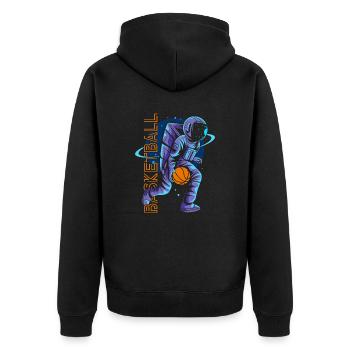 Basketball Astronaut - Unisex Premium Bio Zip Hoodie - Schwarz - Hinten - Nico (187cm)