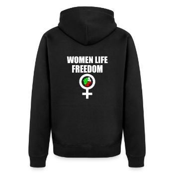 Women life freedom - Unisex Premium Bio Zip Hoodie - Schwarz - Hinten - Nico (187cm)