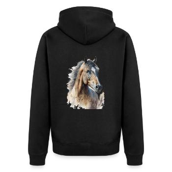 Aquarelles à cheval Cavalier - Veste à capuche bio Premium Unisexe - noir - Dos - Nico (187cm)