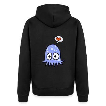 octopus in love - Unisex Premium Organic Zip Hoodie - black - Back - Nico (187cm)