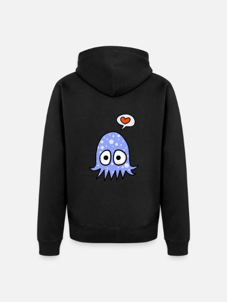 verliebte Krake - Unisex Premium Bio Zip Hoodie - Schwarz