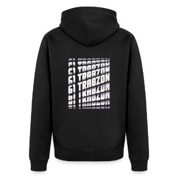 61 Trabzon - Unisex Premium Bio Zip Hoodie - Schwarz - Hinten - Nico (187cm)