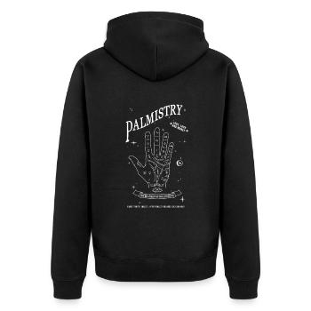 PALMISTRY - Unisex Premium Organic Zip Hoodie - black - Back - Nico (187cm)