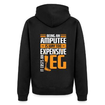 Being an amputee an Leg - Unisex Premium Bio Zip Hoodie - Schwarz - Hinten - Nico (187cm)