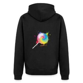 Lollipop - Unisex Premium Bio Zip Hoodie - Schwarz - Hinten - Nico (187cm)