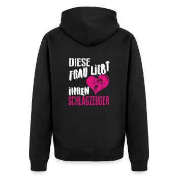 Diese Frau liebt ihren Schlagzeuger - Unisex Premium Bio Zip Hoodie - Schwarz - Hinten - Nico (187cm)