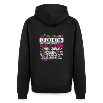 Erzieherin - BonBon - Unisex Premium Bio Zip Hoodie - Schwarz - Hinten - Nico (187cm)