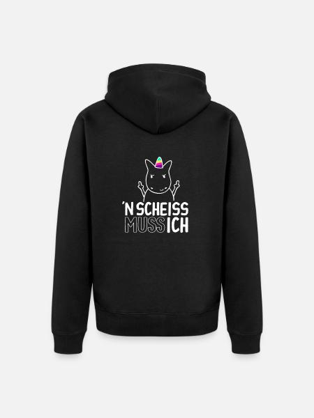 n Scheiß muss ich - Unisex Premium Bio Zip Hoodie - Schwarz
