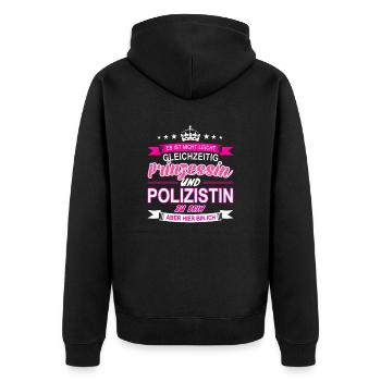 Polizistin - Unisex Premium Bio Zip Hoodie - Schwarz - Hinten - Nico (187cm)