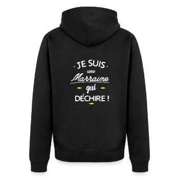 Un marraine qui déchire ! - Veste à capuche bio Premium Unisexe - noir - Dos - Nico (187cm)