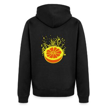 Saftig-spritzige Orange / juicy orange (3c) - Unisex Premium Bio Zip Hoodie - Schwarz - Hinten - Nico (187cm)