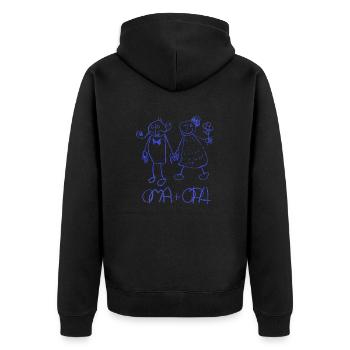 Oma und OPa - Unisex Premium Bio Zip Hoodie - Schwarz - Hinten - Nico (187cm)