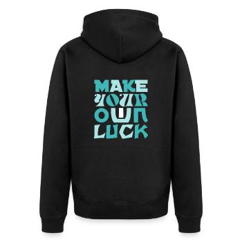 Make YOUR OWN LUCK design your own luck - Unisex Premium Organic Zip Hoodie - black - Back - Nico (187cm)