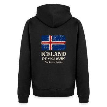 Iceland Vintage Flag - Veste à capuche bio Premium Unisexe - noir - Dos - Nico (187cm)