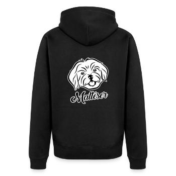 Malteser - Unisex Premium Bio Zip Hoodie - Schwarz - Hinten - Nico (187cm)