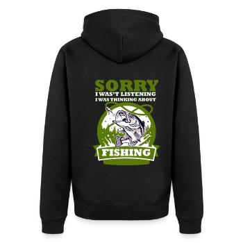 Pêche pêcheur cadeau canne à pêche poisson drôle - Veste à capuche bio Premium Unisexe - noir - Dos - Nico (187cm)