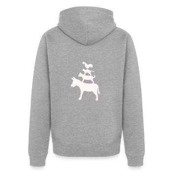 Bremer Stadtmusikanten Märchen Gebrüder Grimm - Unisex Premium Bio Zip Hoodie - Grau meliert - Hinten - Nico (187cm)