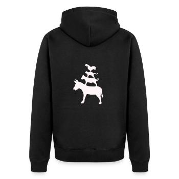Bremer Stadtmusikanten Märchen Gebrüder Grimm - Unisex Premium Bio Zip Hoodie - Schwarz - Hinten - Nico (187cm)