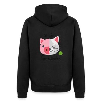 Ich sehe keinen Unterschied 1 - Unisex Premium Bio Zip Hoodie - Schwarz - Hinten - Nico (187cm)